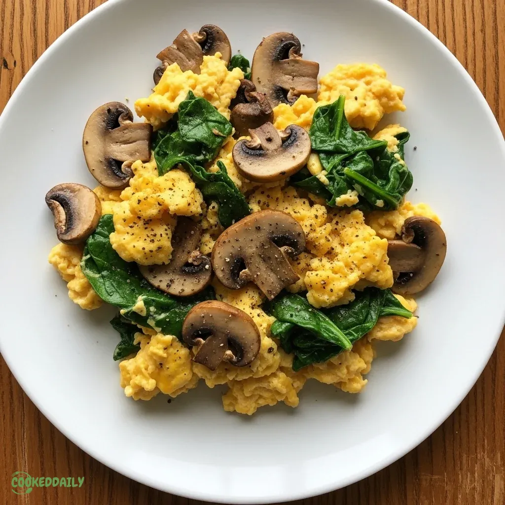Mushroom Spinach Scrambled Eggs 5 Mushroom Spinach Scrambled Eggs