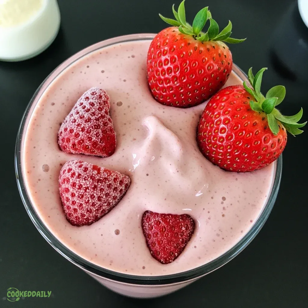 Strawberry Almond Milk Protein Shake 5 Strawberry Almond Milk Protein Shake