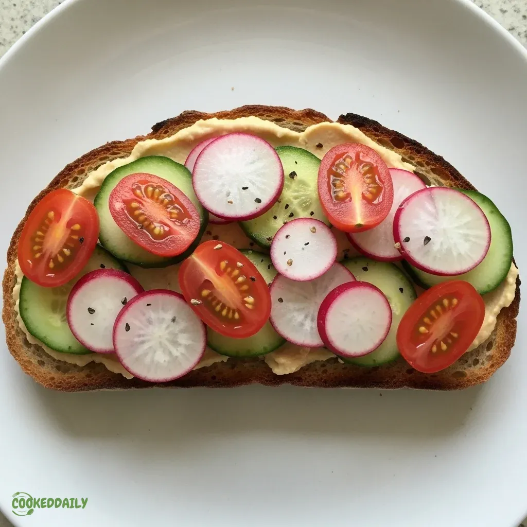 Hummus and Veggie Breakfast Toast 5 Hummus and Veggie Breakfast Toast