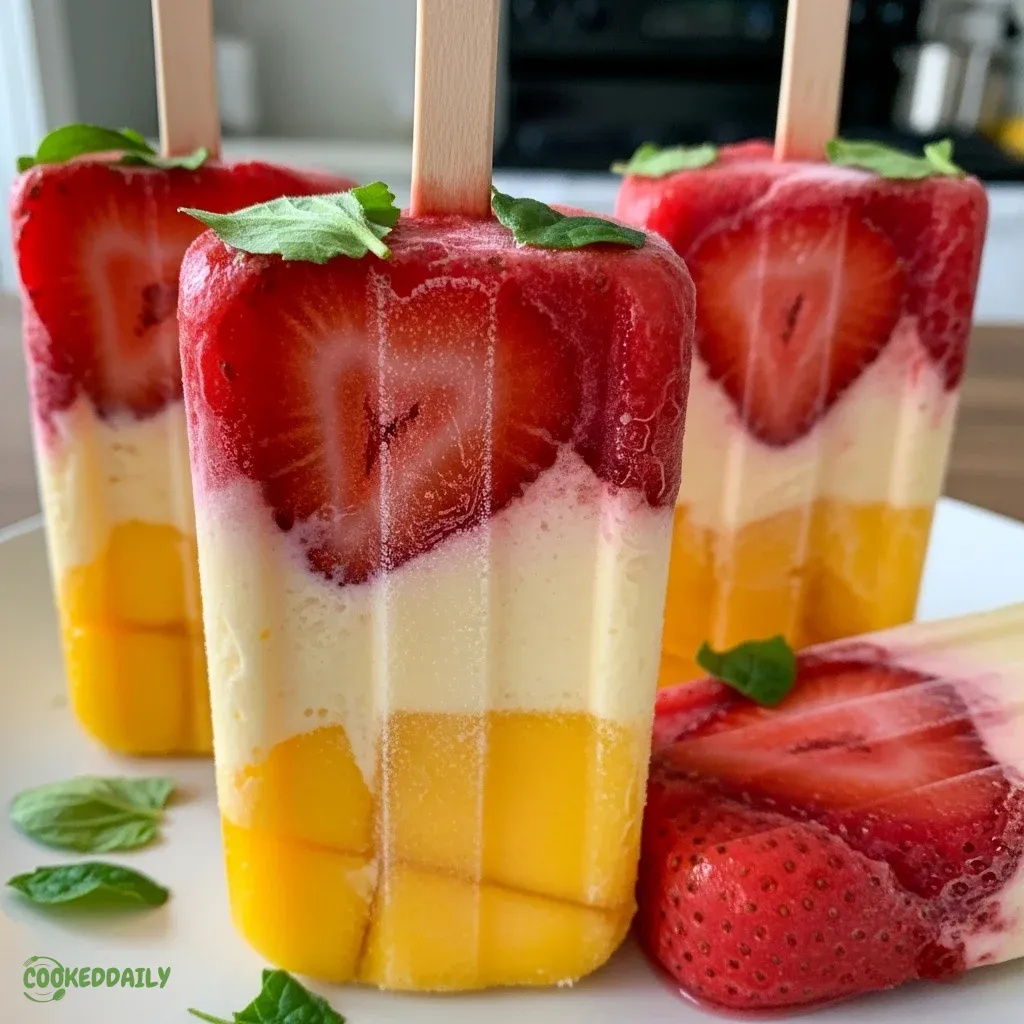 Healthy 3-Ingredient Strawberry Mango Popsicles 5 Healthy 3-Ingredient Strawberry Mango Popsicles