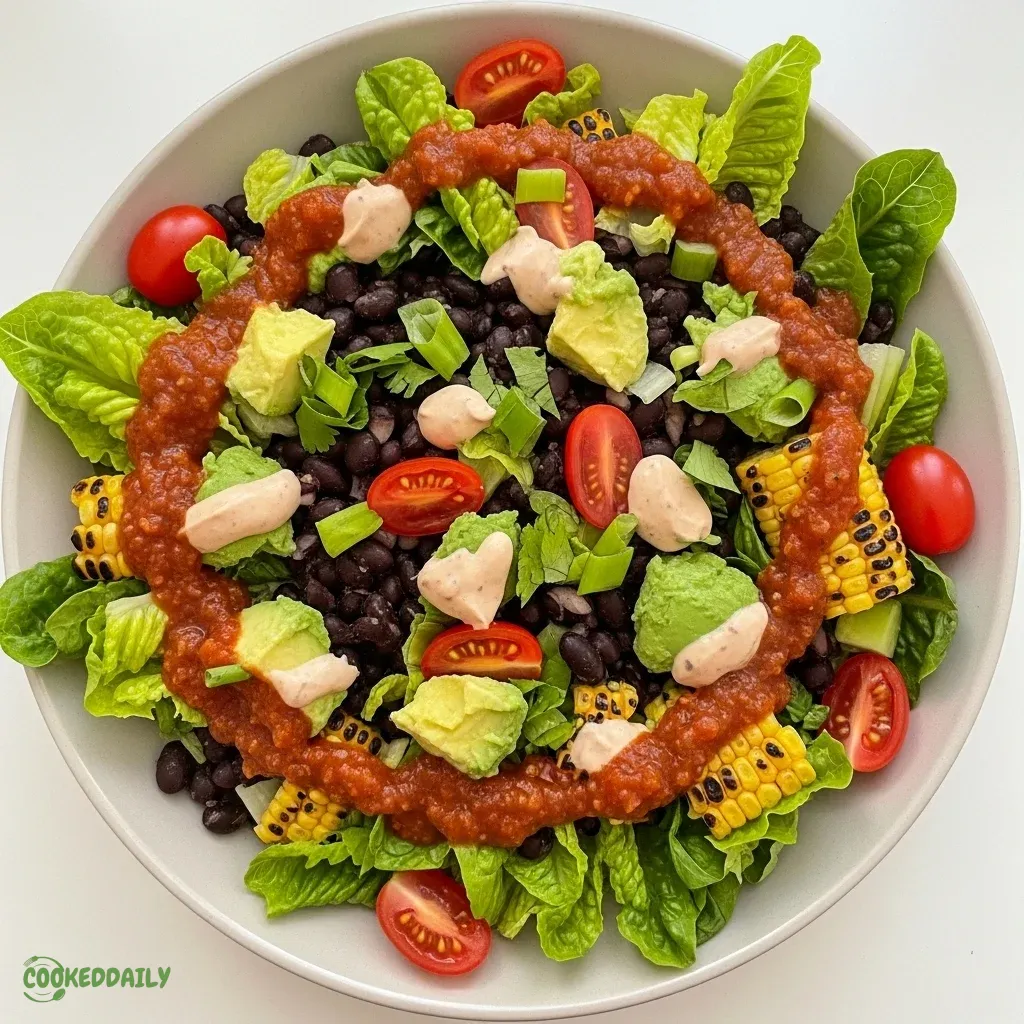 Vegan Black Bean Taco Salad with Creamy Salsa 5 Vegan Black Bean Taco Salad with Creamy Salsa