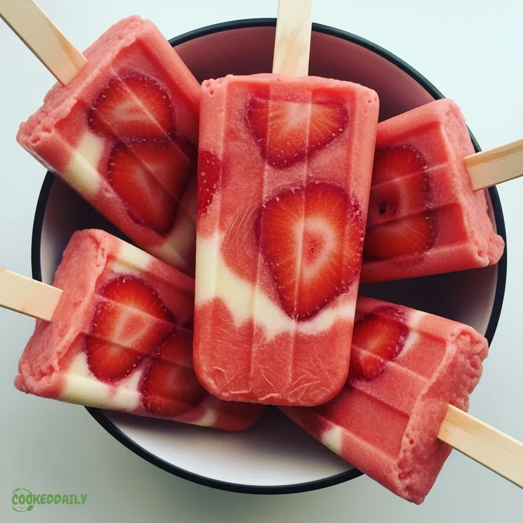 Healthy Strawberry Watermelon Popsicles 5 Healthy Strawberry Watermelon Popsicles