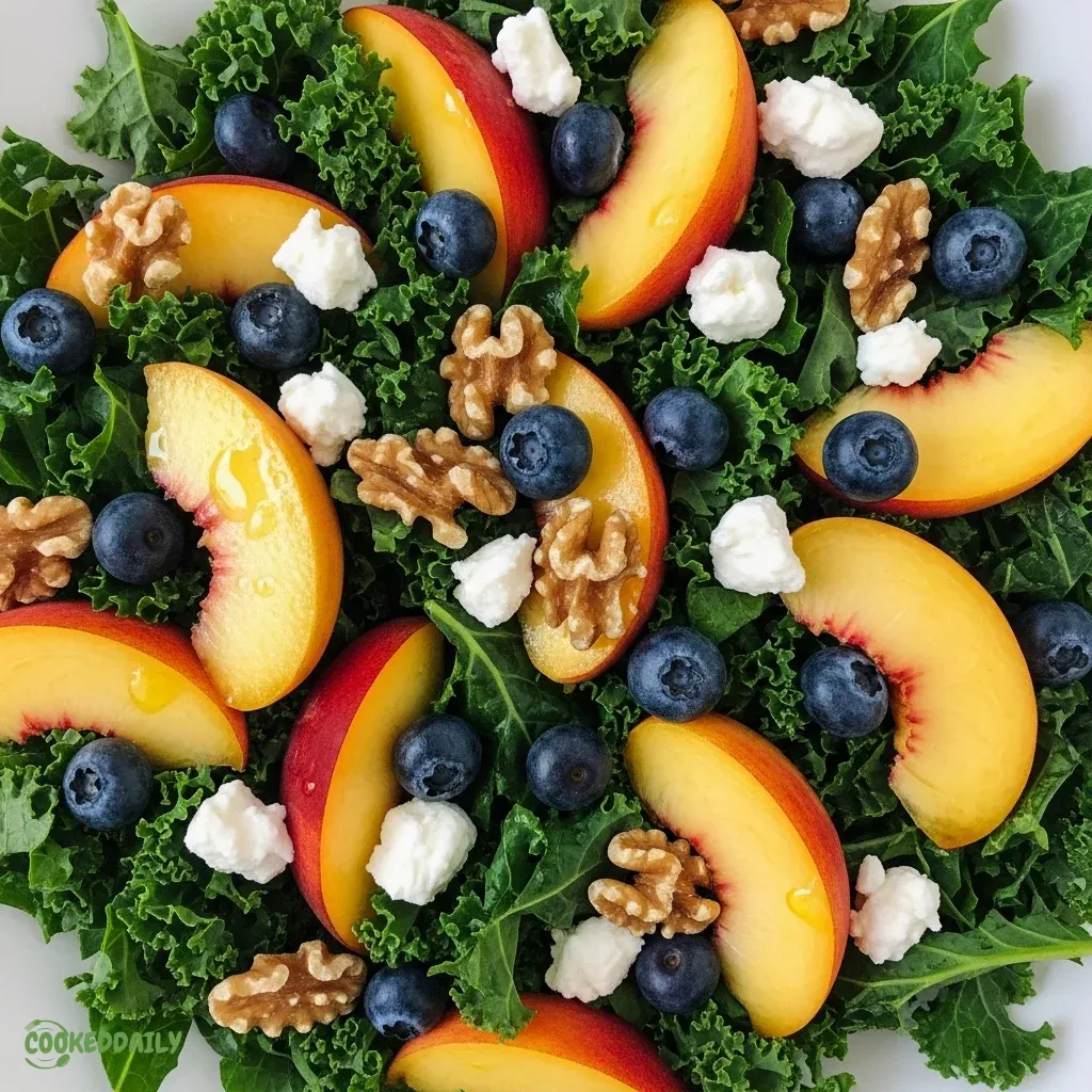 Healthy Summer Peach Blueberry Kale Salad 5 Healthy Summer Peach Blueberry Kale Salad