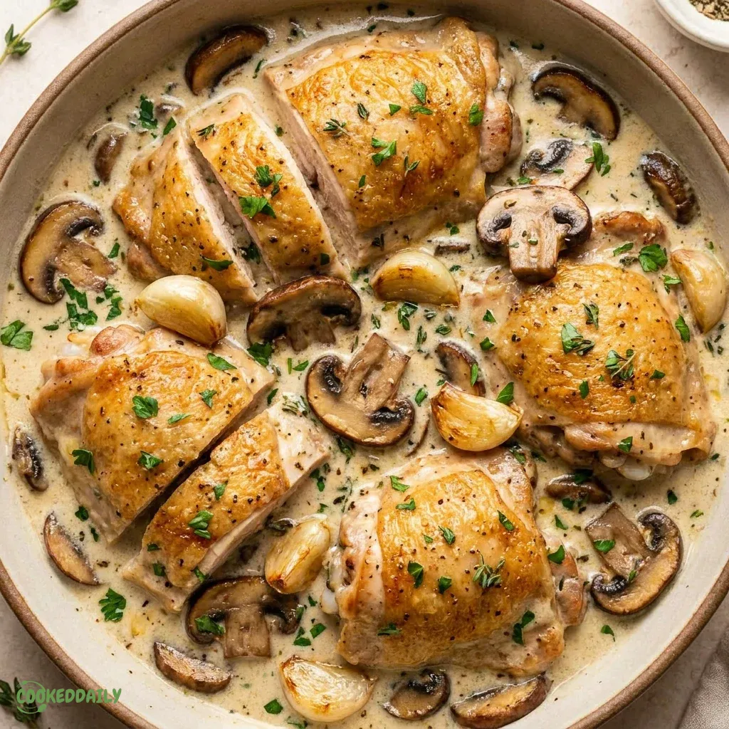 Healthy Creamy Garlic Mushroom Chicken Thighs 5 Healthy Creamy Garlic Mushroom Chicken Thighs