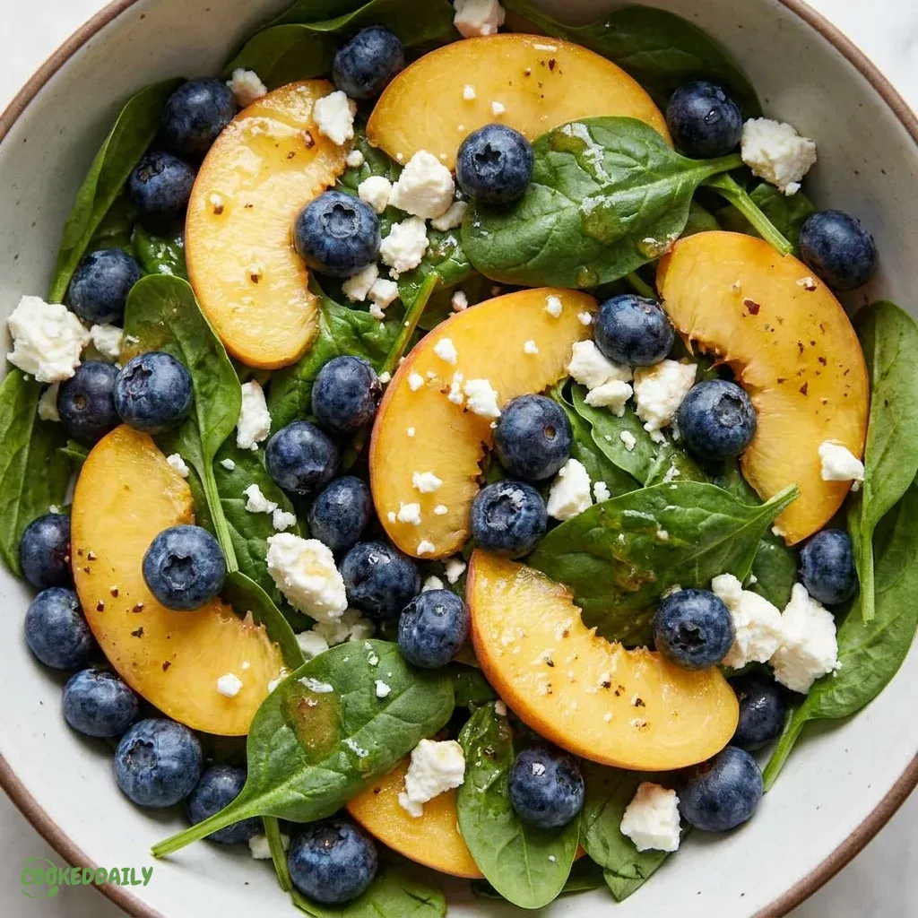 Healthy Blueberry Peach Feta Salad 5 Healthy Blueberry Peach Feta Salad