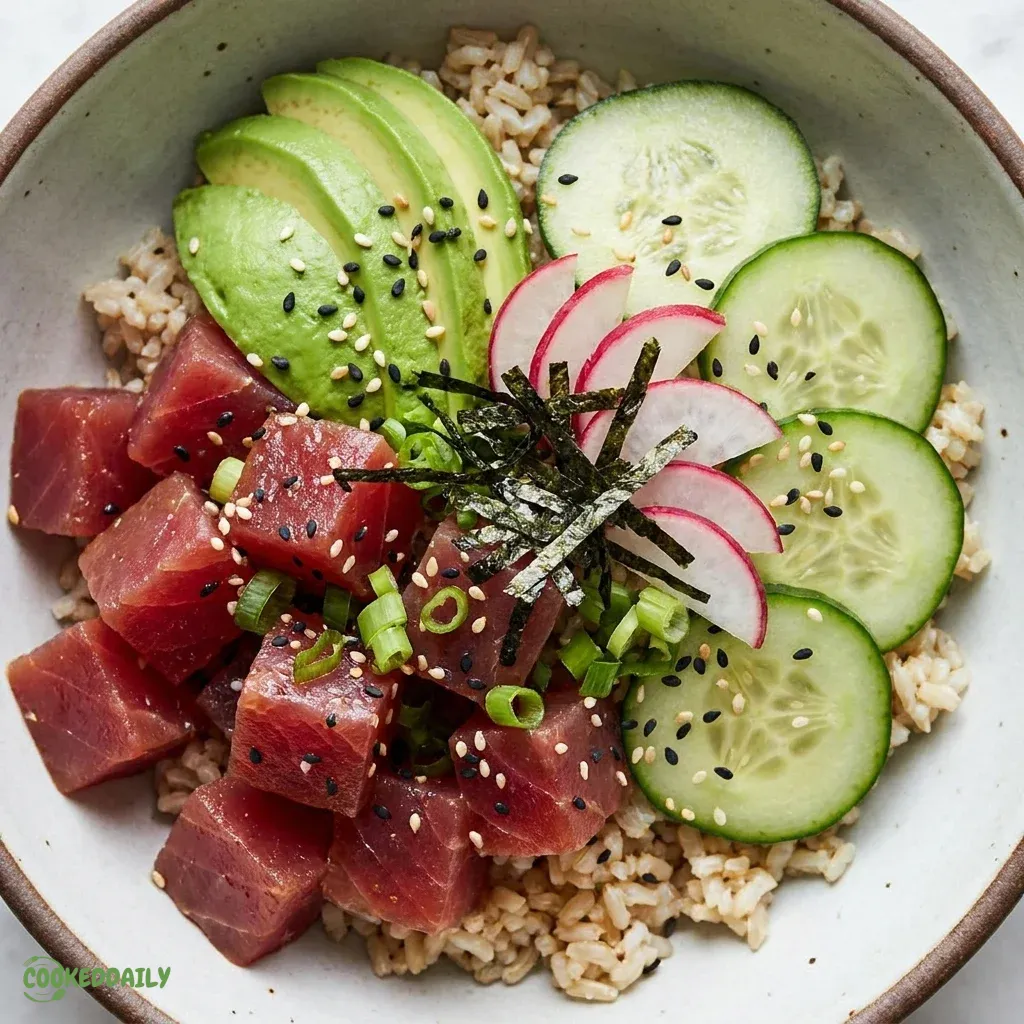 Healthy Tuna Poke Bowl with Brown Rice 5 Healthy Tuna Poke Bowl with Brown Rice