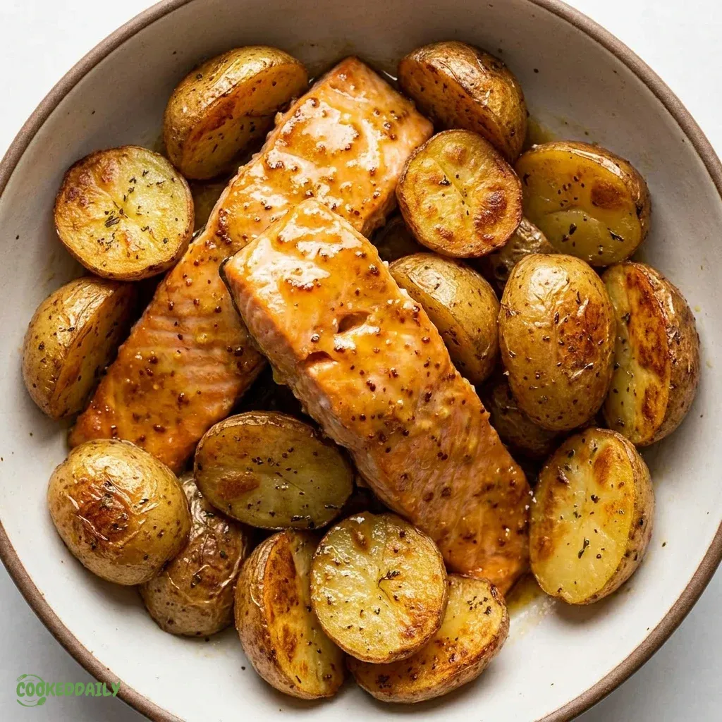 Sheet Pan Honey Mustard Salmon with Potatoes 5 Sheet Pan Honey Mustard Salmon with Potatoes